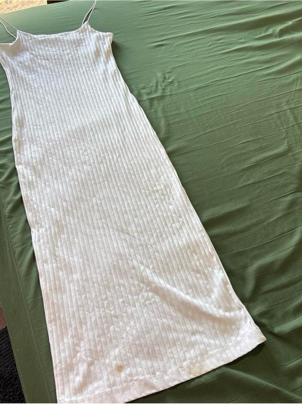 Zara White Ribbed Maxi Slip Dress